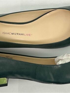 Isaac Mizrahi Dark Emerald Leather Ballet Flats - Size 8.5